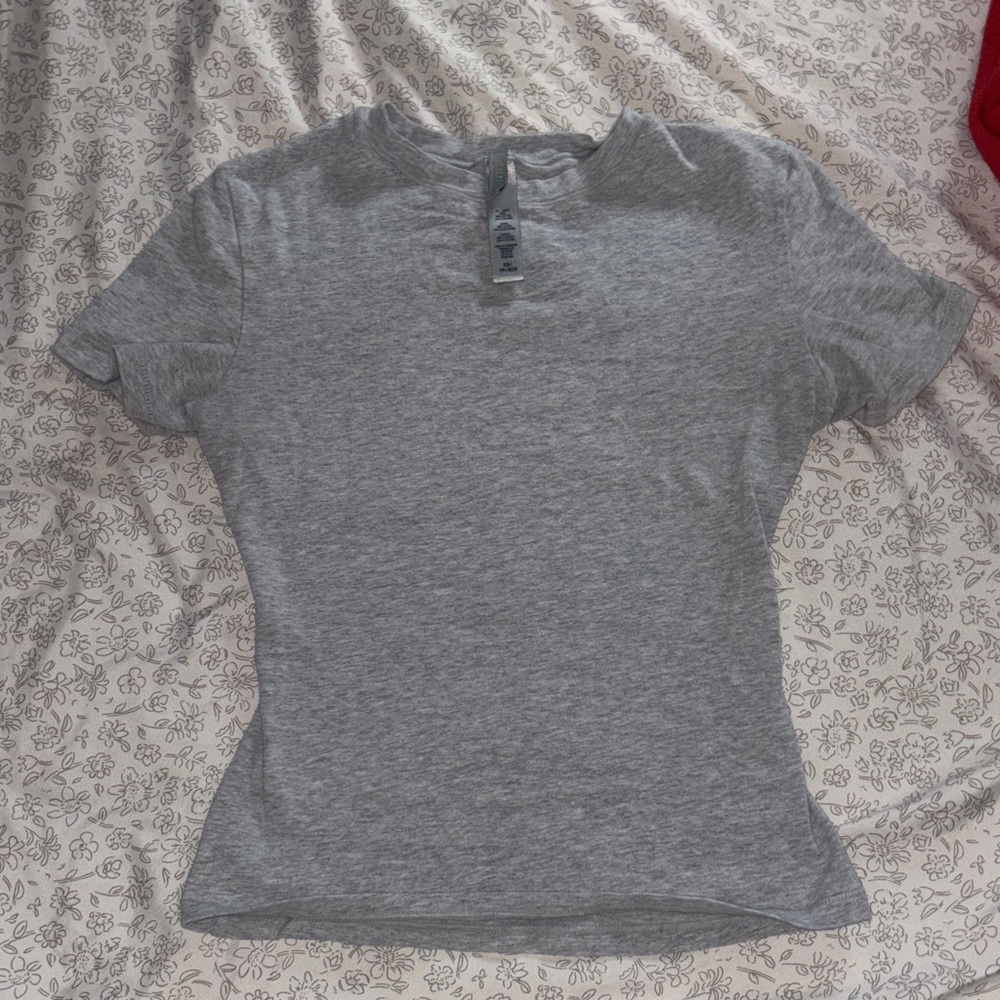 SKIMS Heather Gray Short Sleeve Crew Tee